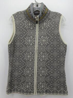 Icelandic Design Sweater Medium Wool Vest Cardigan Nordic Snowflake